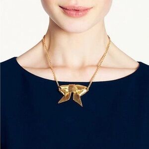 Kate Spade New York Gold Plate Grosgrain “All Wrapped Up” Bow Necklace 16”